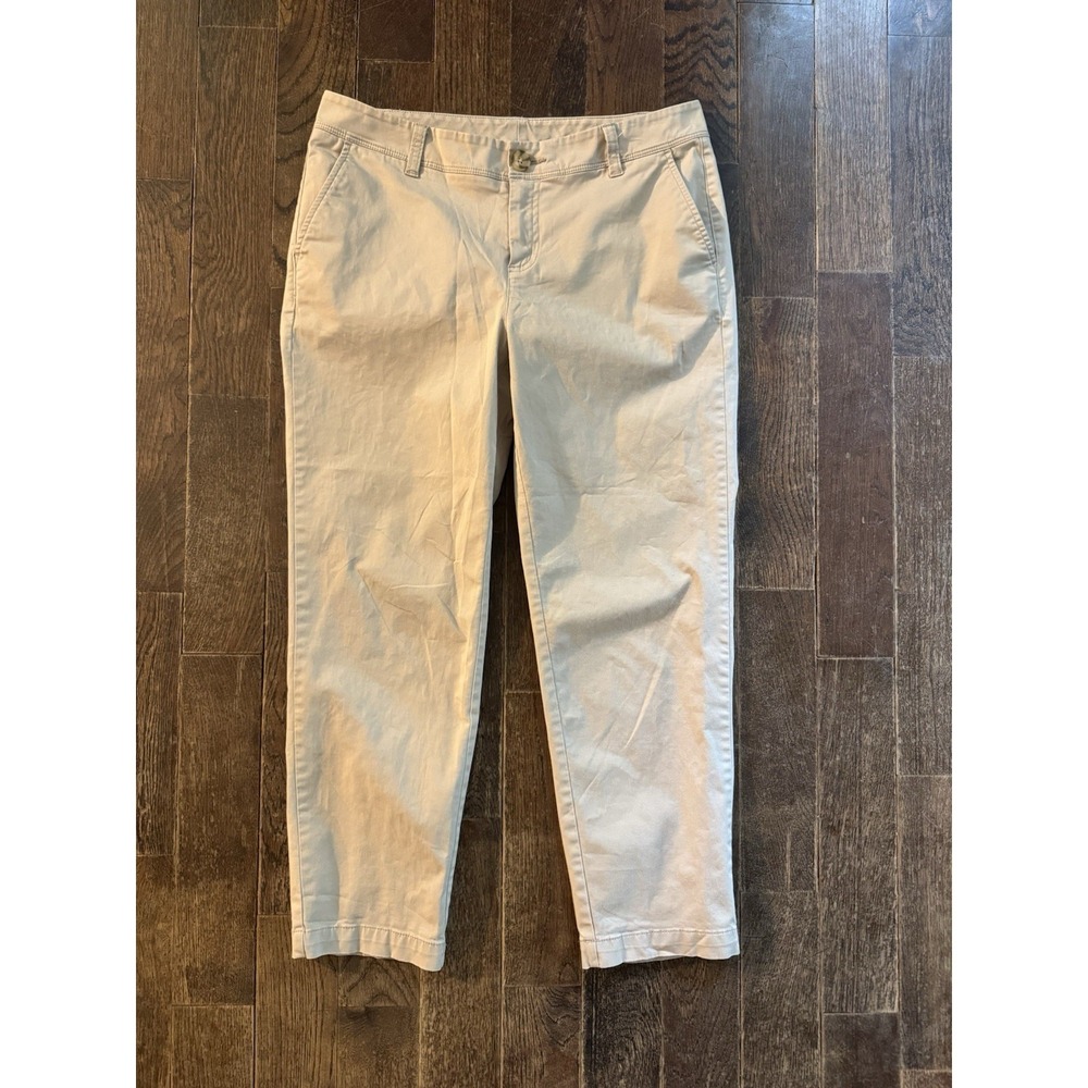 Le Tigre Pants Women's Cropped Mid Rise Chino Size 8 (W31xL25) Beige Tiger Logo